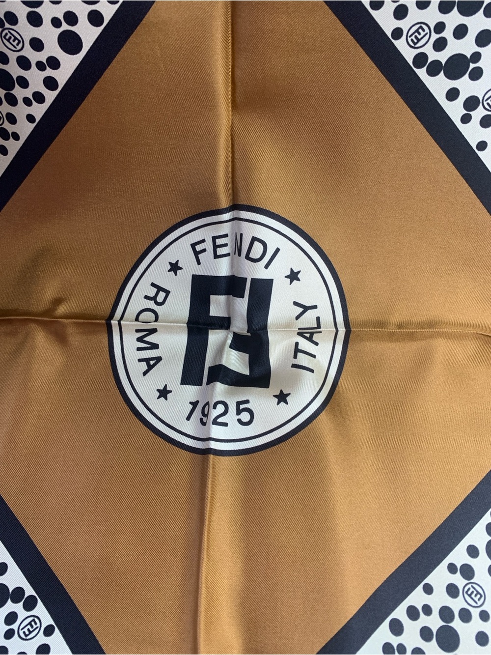 Fendi Scarf in Black, White & Brown with ROMA Motif
